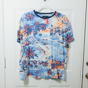 Polo Ralph Lauren Beach Hawaii T-Shirt Short Sleeve Men's Size Large AOP